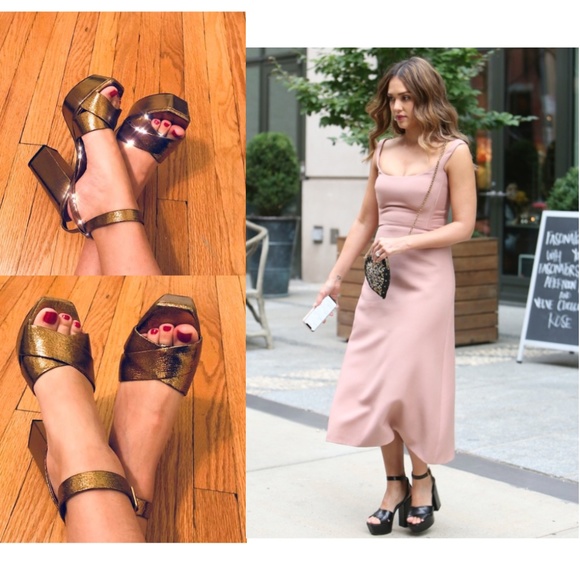 SOLD Saint Laurent Bronze/Gold Leather Platforms - Picture 4 of 8